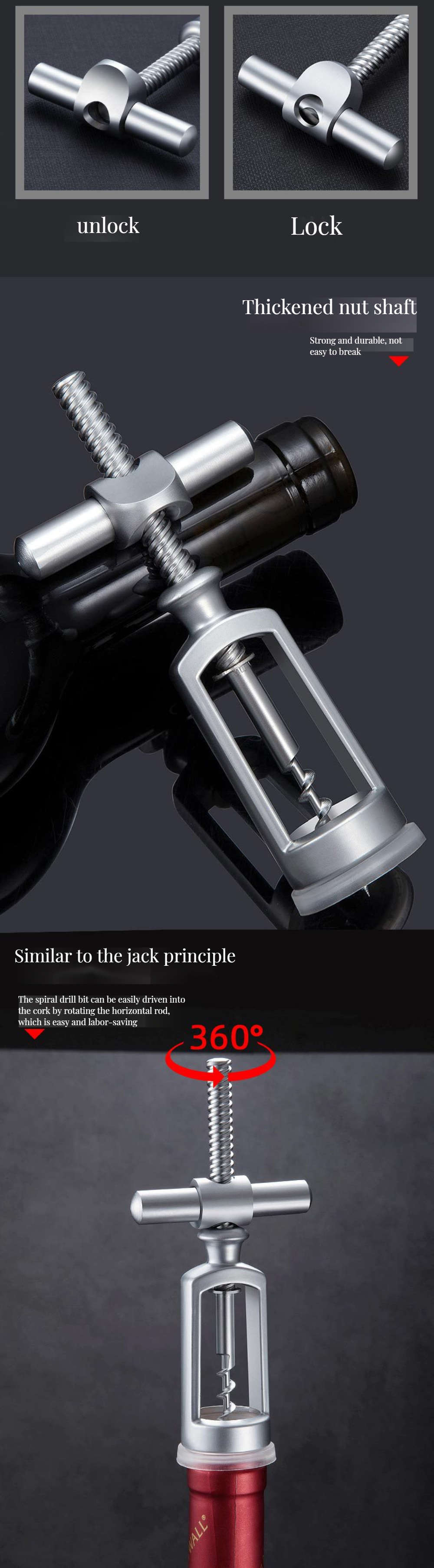 Multifunction Stainless Steel Wine Bottle Opener for Easy Opening and Corkscrew Removal