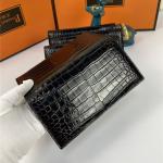 Genuine Crocodile Belly Skin Businessmen Bifold Clutch Purse Wallet Authentic