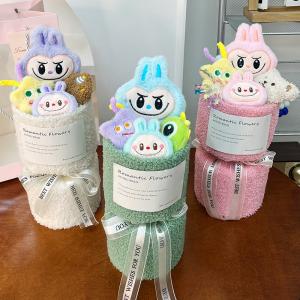 Quality 15x30cm Valentine's Day Labubu Plush Doll Bouquet Doll Gift for Girlfriend and Best Friend Birthday Gift Variety Dolls wholesale