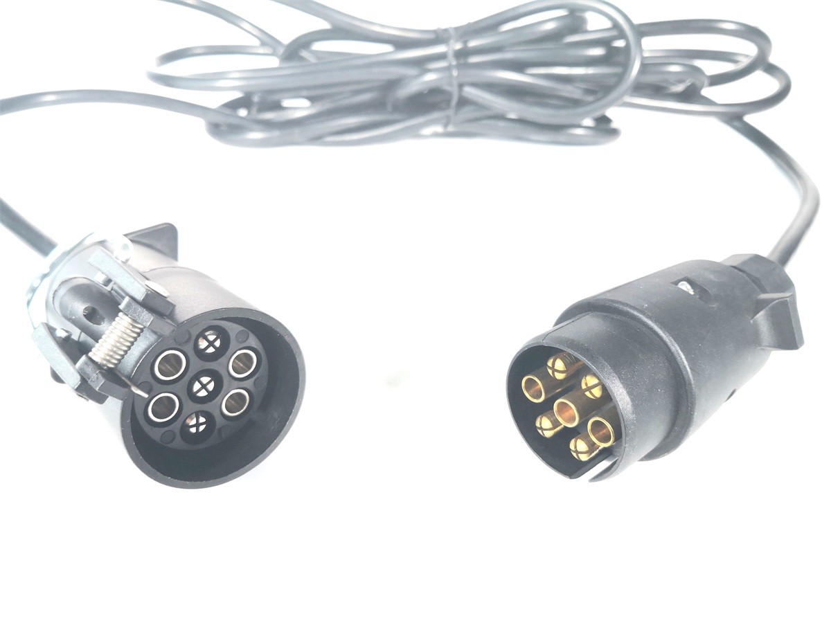 European Type Trailer Cable 7 Pole Socket To 7 Pole Plug Straight System