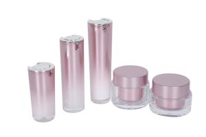 Quality Straight Round Cosmetic Set 50g Moisturizing Face Cream Jar 15/30/50ml Whitening Lotion Bottles With Internal Press Pump wholesale