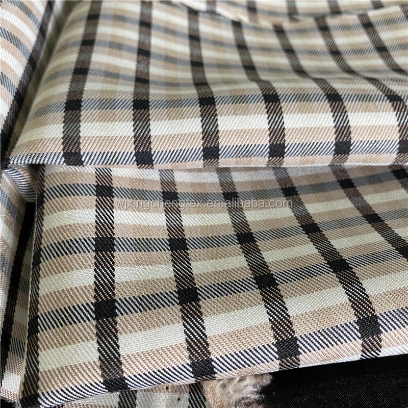 Style TWILL 190gsm Polyester Cation Check Woolen Like Tweed Fabric for Suits Jacket Outfit