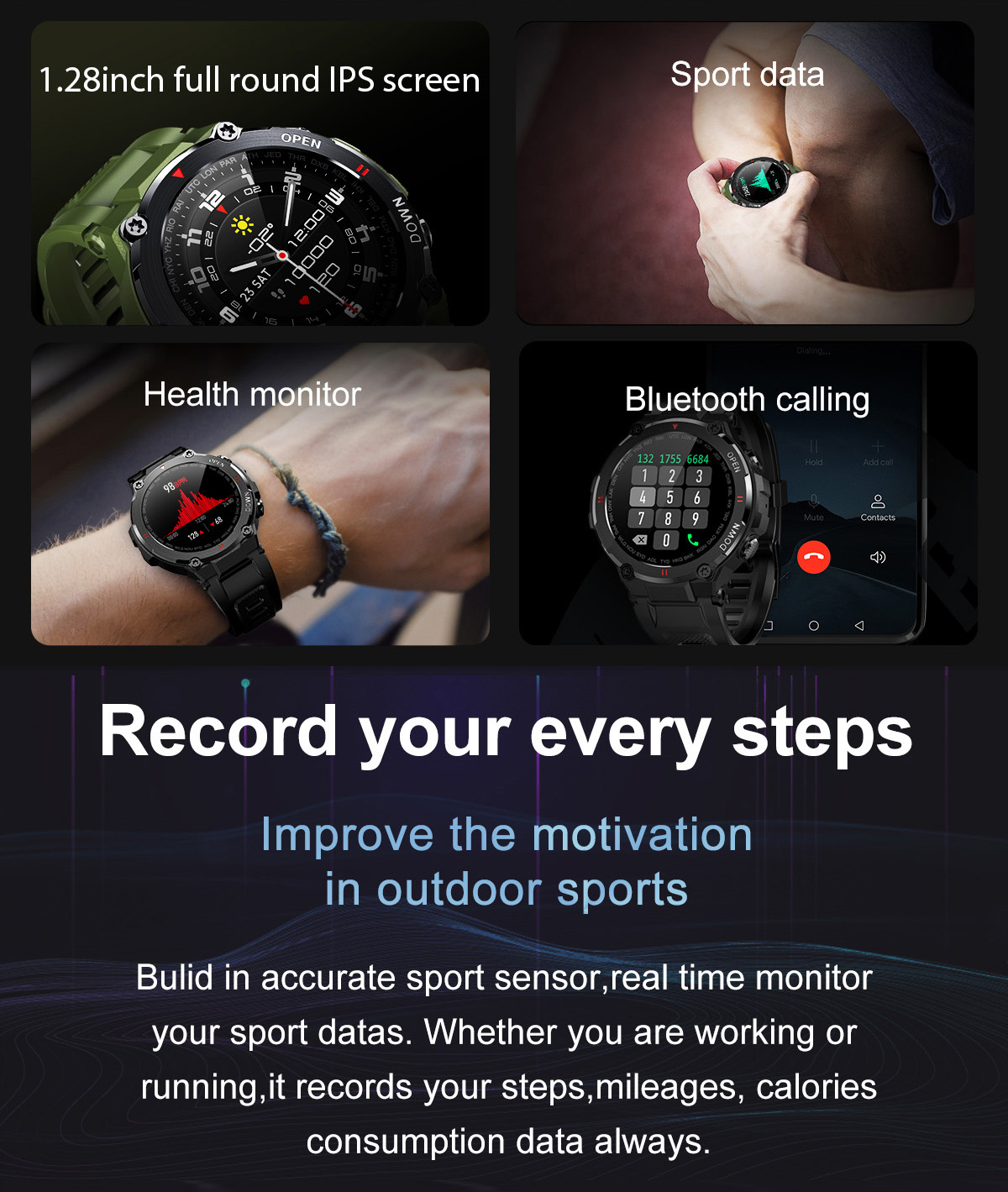 K32 Smartwatch 400mAh Blood PressureSuper Long Standby Time