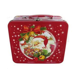 Quality LOGO Printing Rectangle Metal Tin Lunch Box With Christmas Artwork wholesale