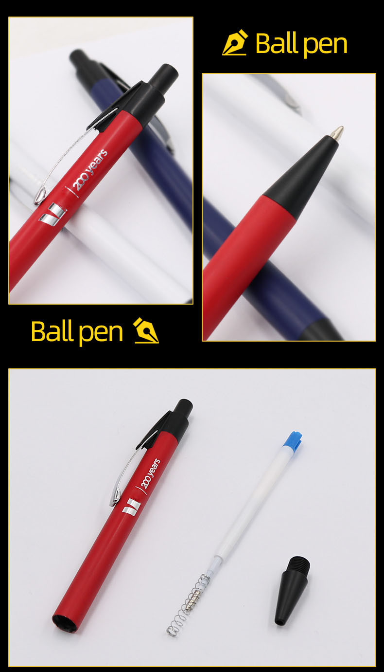 Colorful Metal Ballpoint Pen Press Style Classic Aluminum Ball Pen With Clip