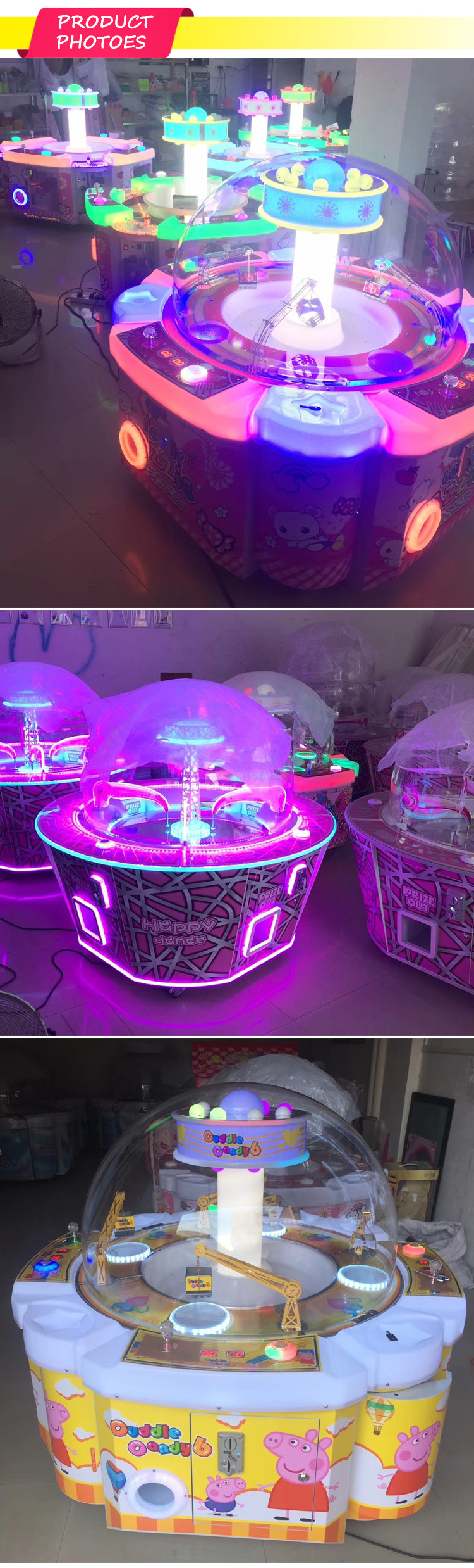 Gift Vending Candy Pusher Machine Round Shape For 4 Players