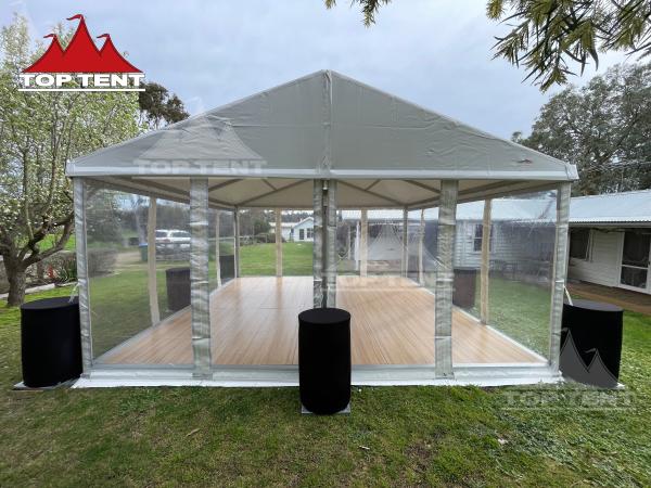 6x6m A Frame Marquee Aluminium Marquee Tent Clear Walls With Cassette Flooring