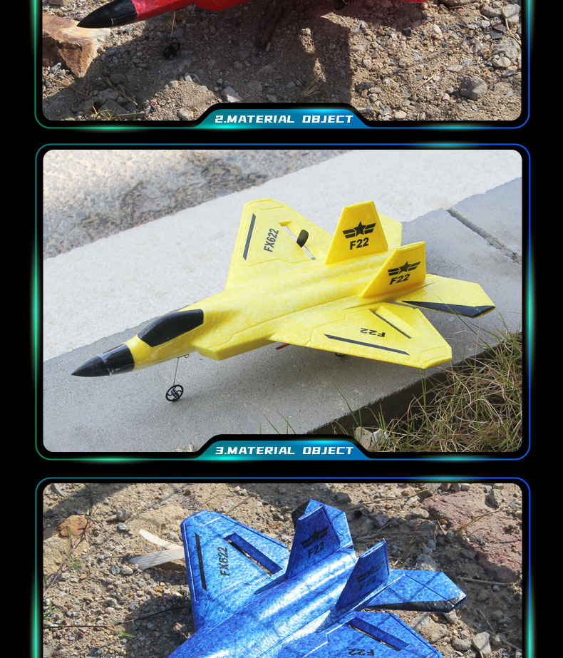 Experience the Excitement of Fx622 F22 Raptor Fighter Jet 2.4G 2CH EPP RC Airplane with LED Lights Age Range 5-7 Years