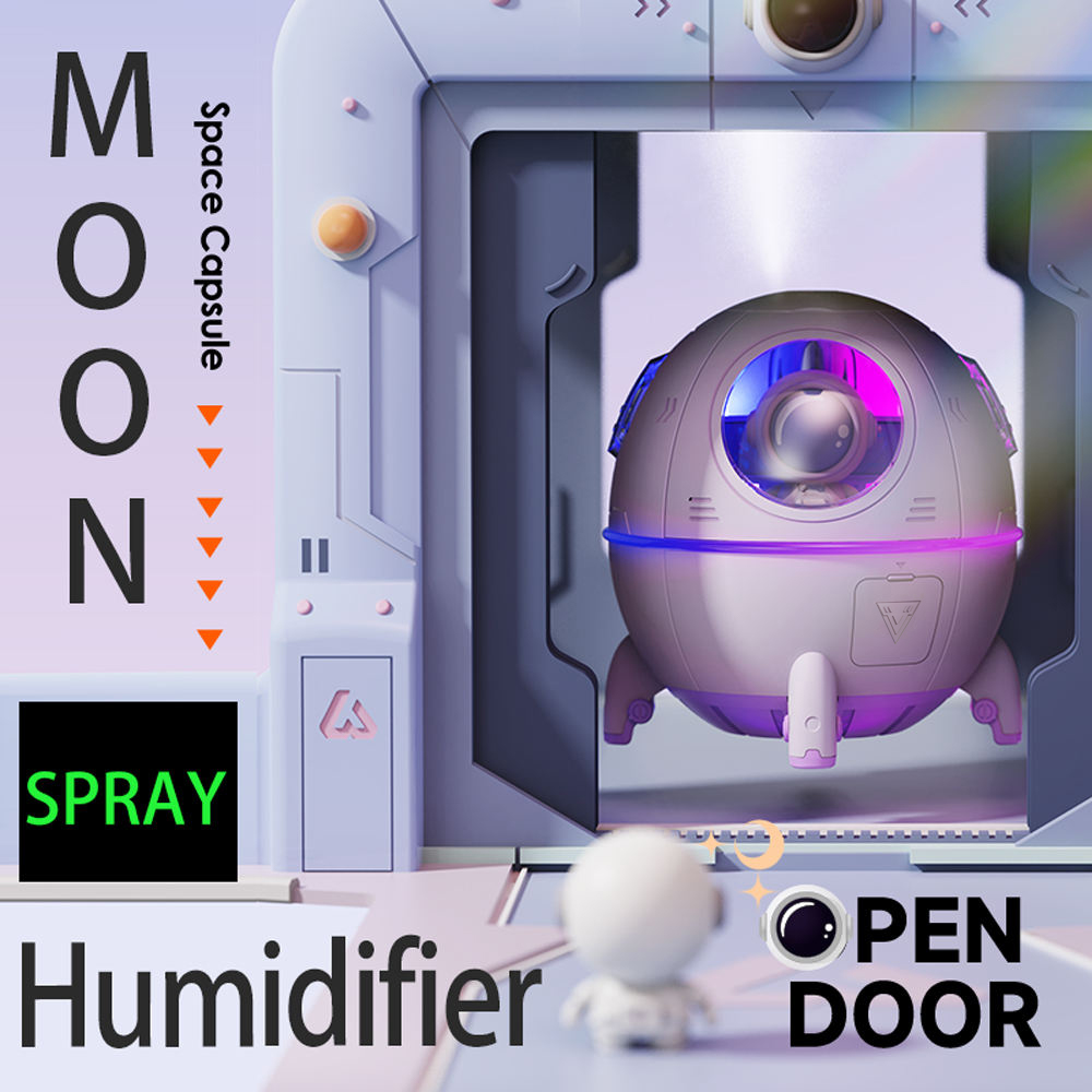 Wholesale Cute Design Space Capsule Humidifier USB Rechargeable Mini Portable Ultrasonic Air Humidifier With Led Light