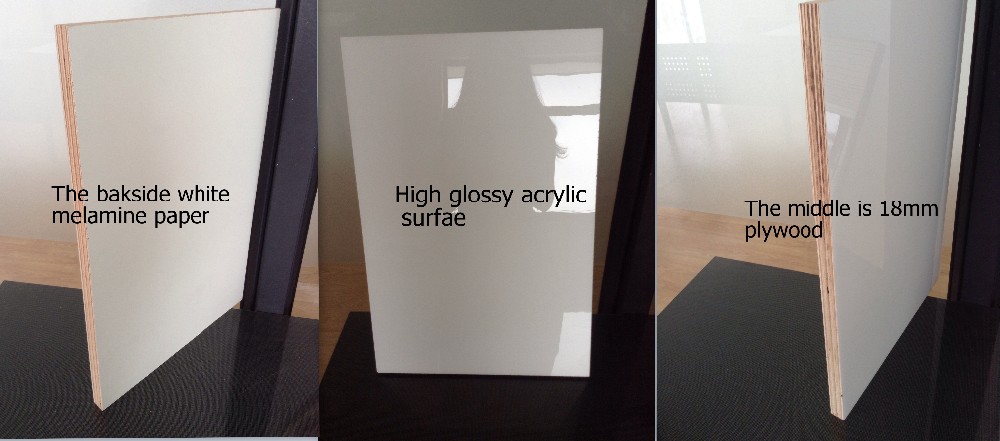 Anti scratch 19mm high gloss acrylic laminated MDF panel made in China