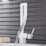 Square Long Spout Single Handle Hot Cold Water Faucet Brass Black Kitchen Mixer