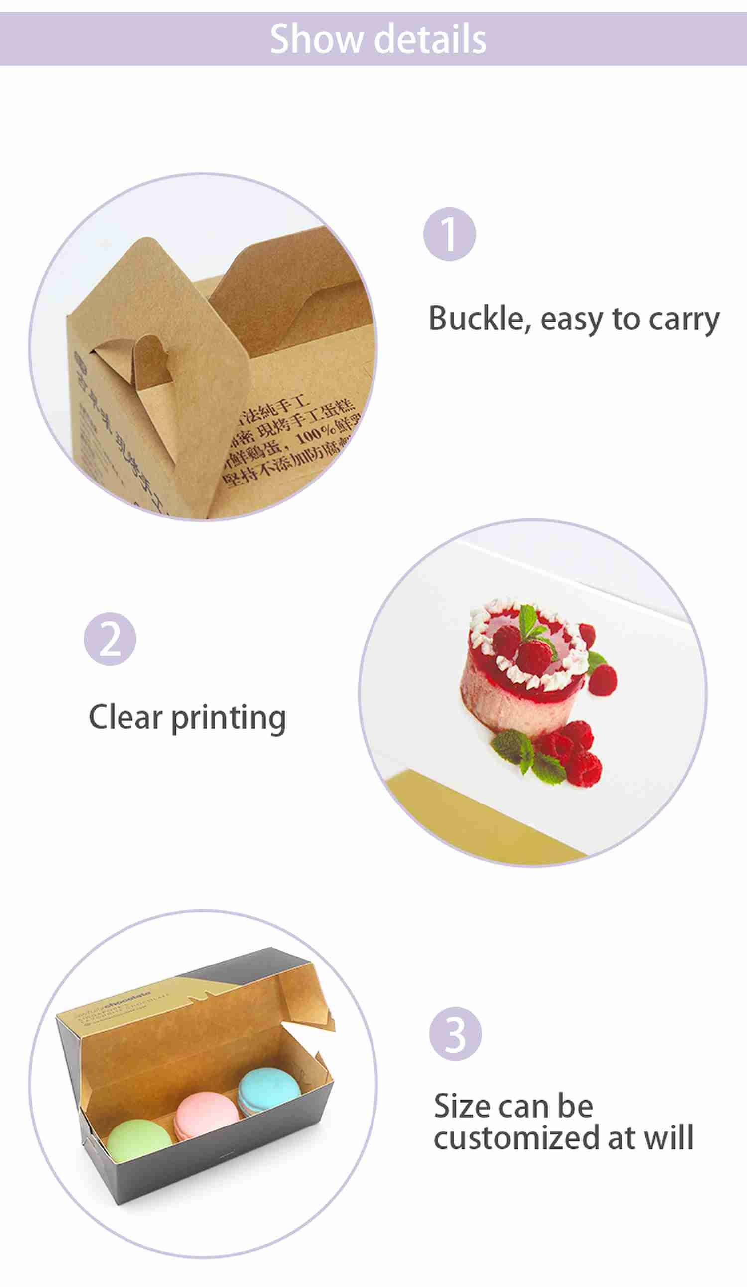 Kuaima Recycled Cardboard Bakery Paper Box For Pastries Cookies Small Cakes