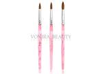 Pink Acrylic UV Gel Round Nail Art Brushes With Nature Kolinsky Hair