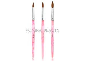 Quality Pink Acrylic UV Gel Round Nail Art Brushes With Nature Kolinsky Hair wholesale