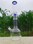 5mm Clear Glass Beaker Base Double Spiral Percolator Bongs 14 Inch