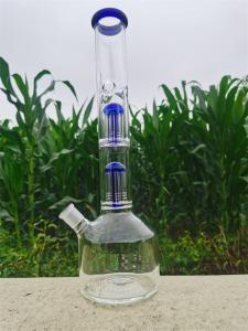 Quality 5mm Clear Glass Beaker Base Double Spiral Percolator Bongs 14 Inch wholesale