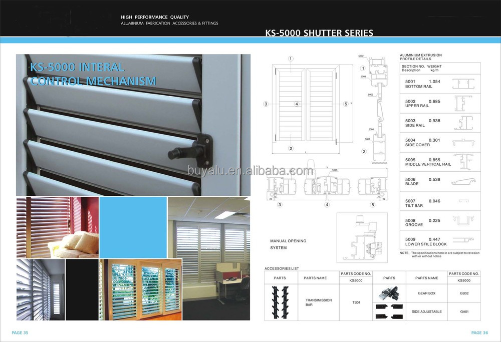 Horizontal Aluminum Alloy Window Customized Aluminum Shutter Window