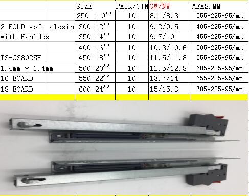 Concealed Undermount Soft Close Drawer Slides Heavy Duty Push To Open Type