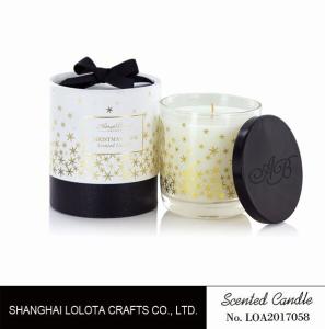 Quality Top Cover Bottle Scented Small Jar Candles Clear Snow Golden Foil Pattern wholesale