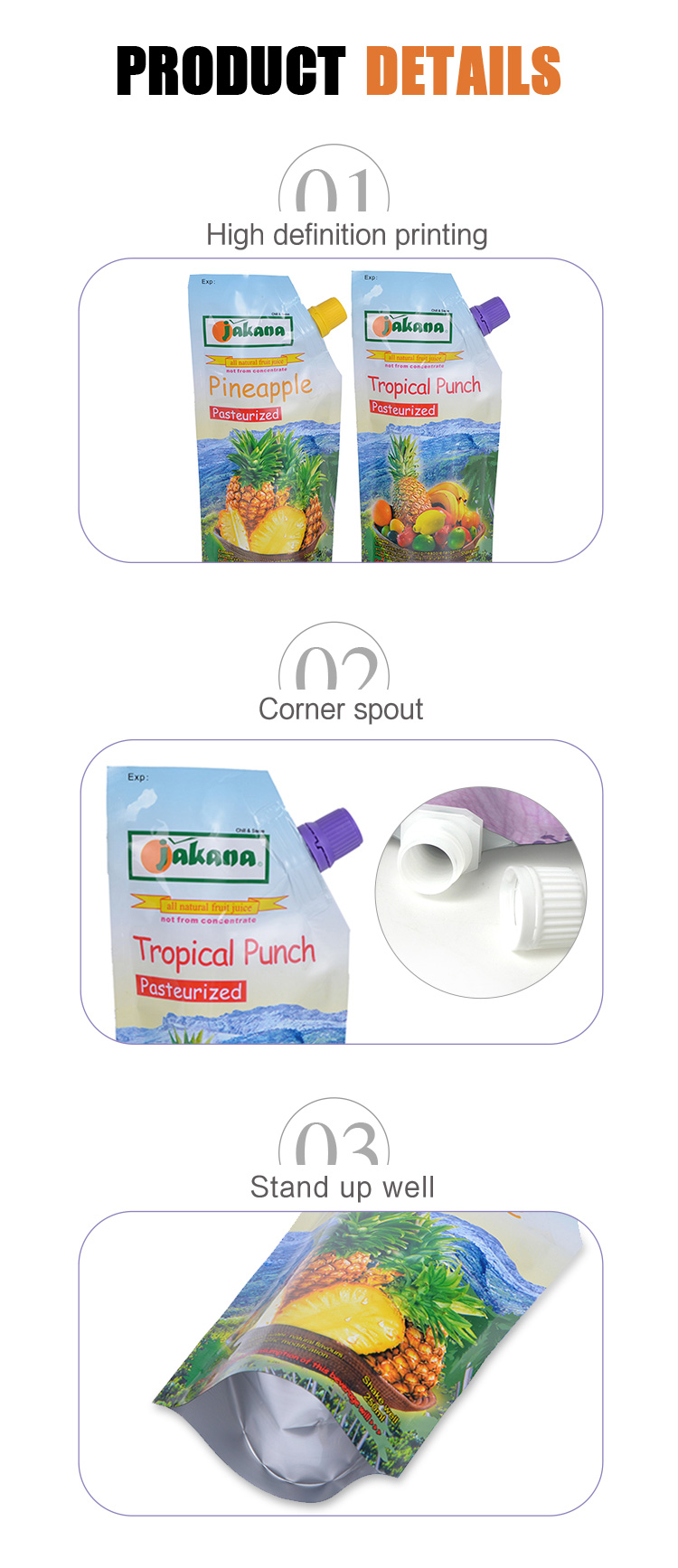 BOPP Reusable BPA Free Detergent Packaging Pouch Custom Printed Stand Up Pouches