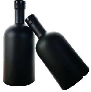 Quality Clear Black Frosted Glass Bottles for Vodka Whisky Rum 200ml 375ml 500ml 750ml 1000ml wholesale