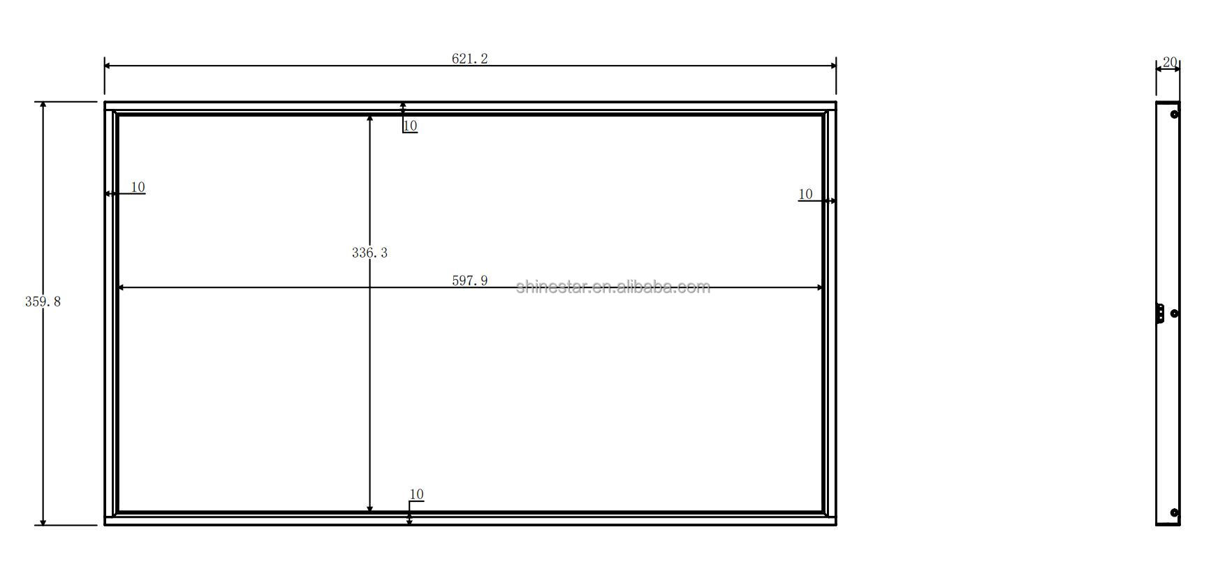 Super slim 20mm & 10mm bezel high bright 27" inch monitor LED LCD advertising menu board signage display with metal casing