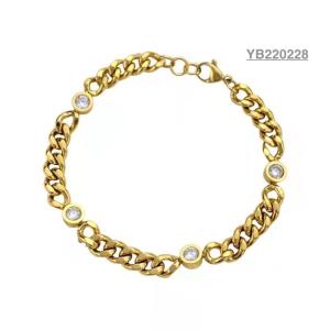 Quality European American Style Gold Rhinestone Bracelet Socialite Thick Gold Chain Bangle wholesale