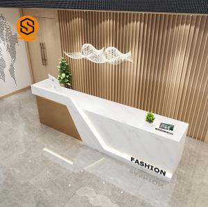 Quality OEM Logo Modern Hotel Reception Desks Solid Surface Material Waterproof wholesale