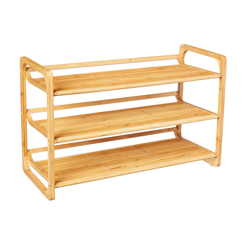 Rectangle Multifunctional Household Bamboo Shoe Shelf With Handles Customized Logo