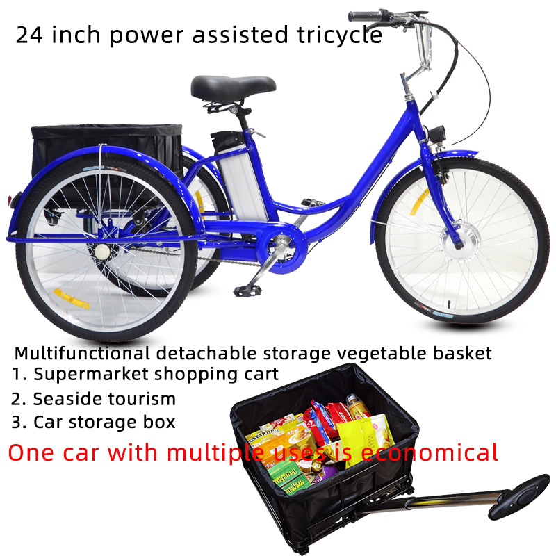 24 Inches Pink Multifunctional Adult Tricycle With Passenger Seat Removable
