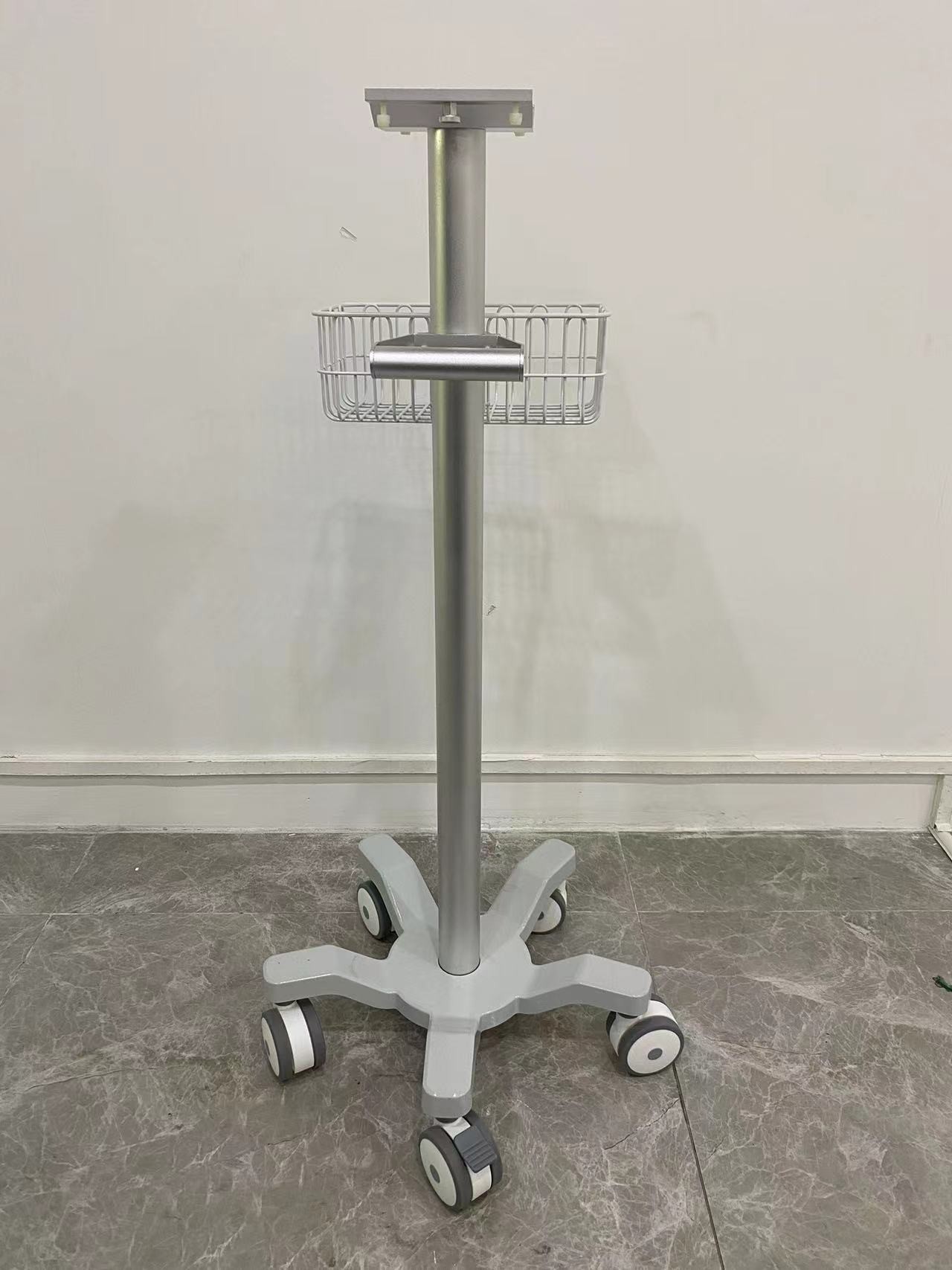 Neonate 3 Inch Silent Wheels Medical Monitor Trolley Aviation Aluminum Matieral