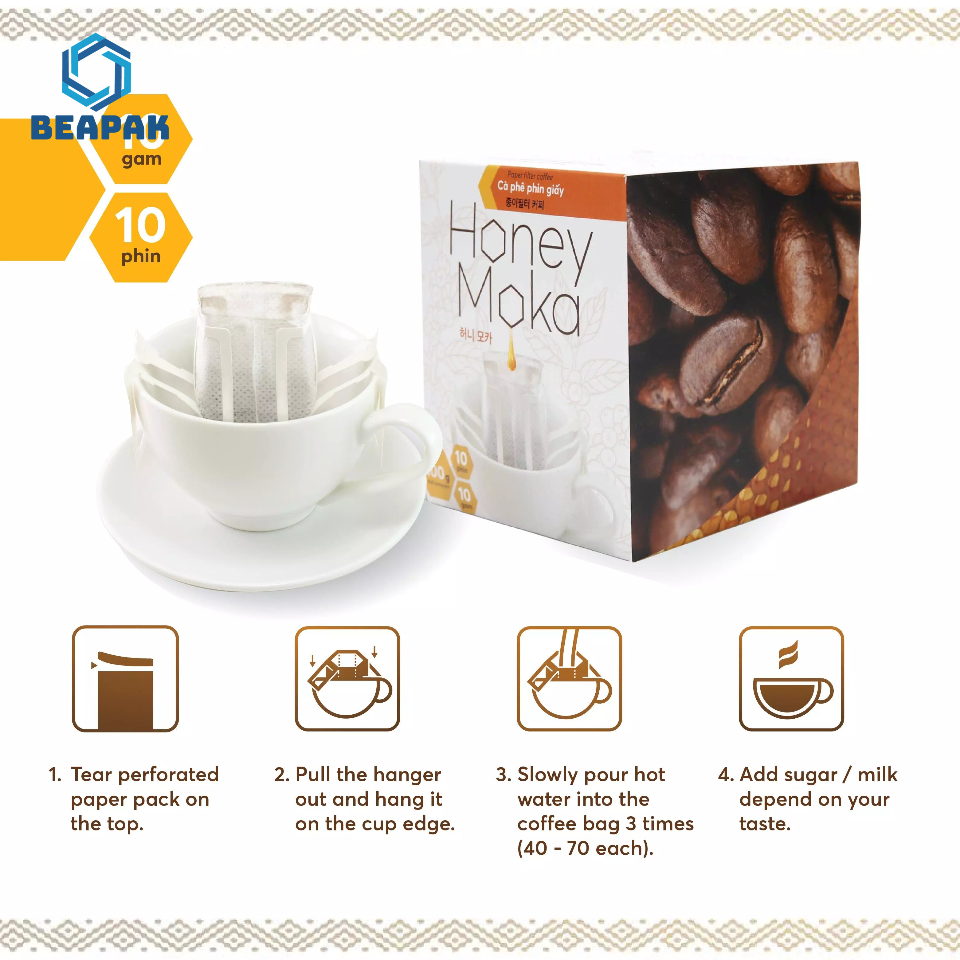 Side Gusset Aluminum Foil 50Pcs Drip Coffee Filter Bags
