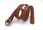 Women Casual Dress Genuine Leather Belt Tan Color With Vintage Round Buckle