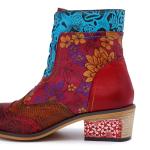 Vintage Genuine Leather Cowgirl Boots , Women Leather Ankle boots Big Size