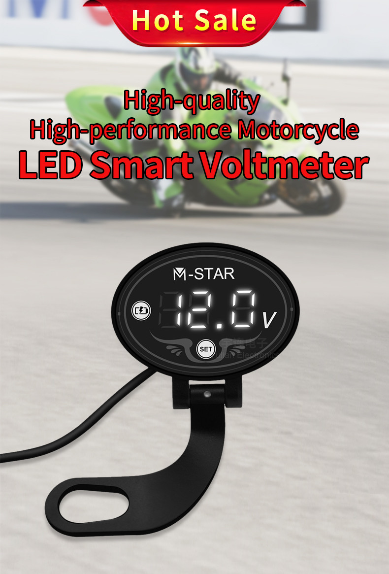 Waterproof 9V-24V LED Motorcycle Volt Meter Multifunction Yulian