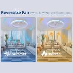 20 Inch Flush Mount Ceiling Fan Light , Bedroom White Fandelier Ceiling Fan With