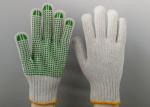 Polyester Knitted Safety Hand Gloves , Knit Work Gloves Green PVC Dotted Grips