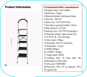 Quality EN131 Anti Slip 1mm Steel Step Ladder wholesale