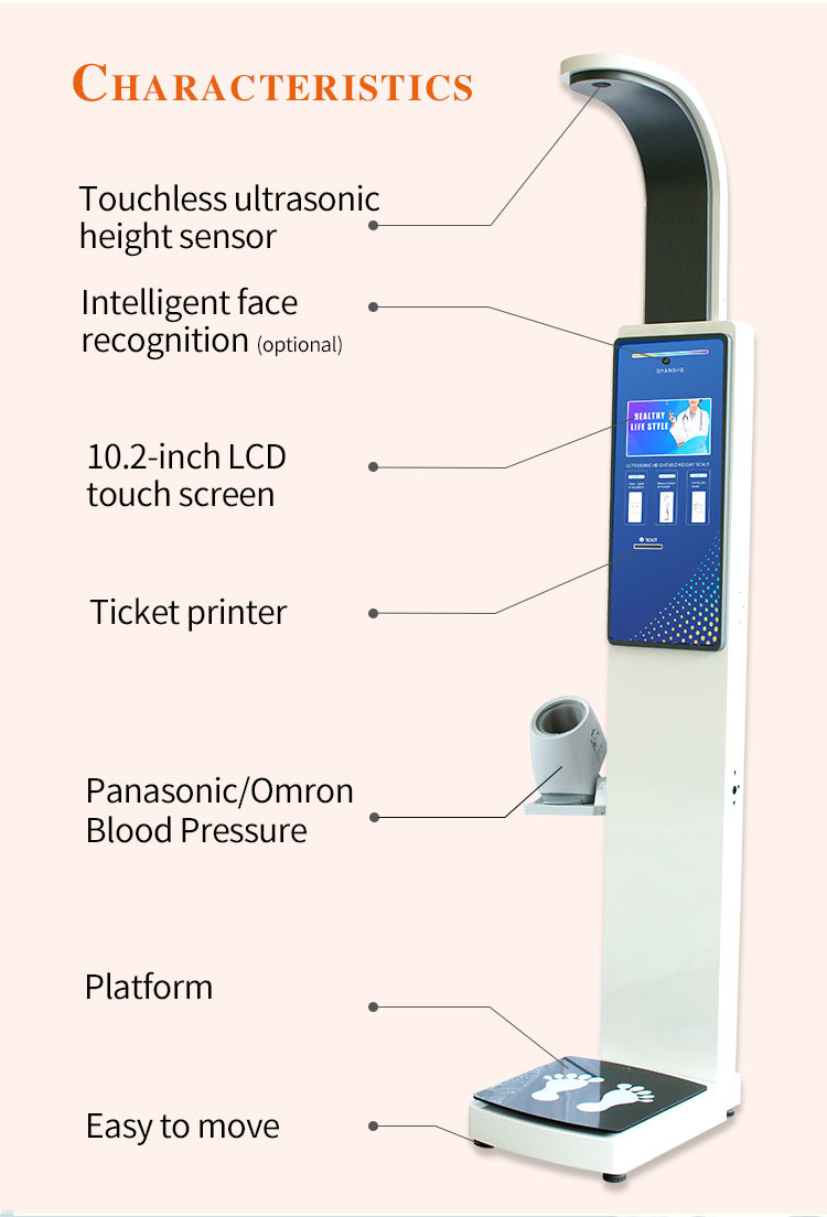 Ultrasonic Height Weight Body Fat Analysis Machine With LCD Display