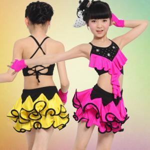 Quality Children's Latin dance skirt suit girls latin performance dance costume JQ-572 wholesale