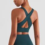 Gathered Full Coverage Ladies Sports Bra Tops Wirefree Cross Back Yoga Bra