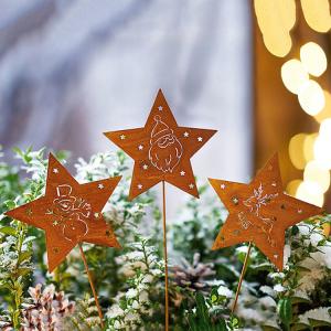 Quality Star Shaped Weathering Steel Metal Garden Ornaments Christmas Decoration wholesale