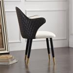 Black Leather Modern Dining Armchair Rust Treatment High Density Foam Filled