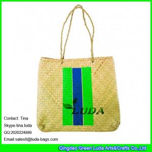 Quality LUDA striped colors printing hand made seagrass promotional beach bag handbag wholesale