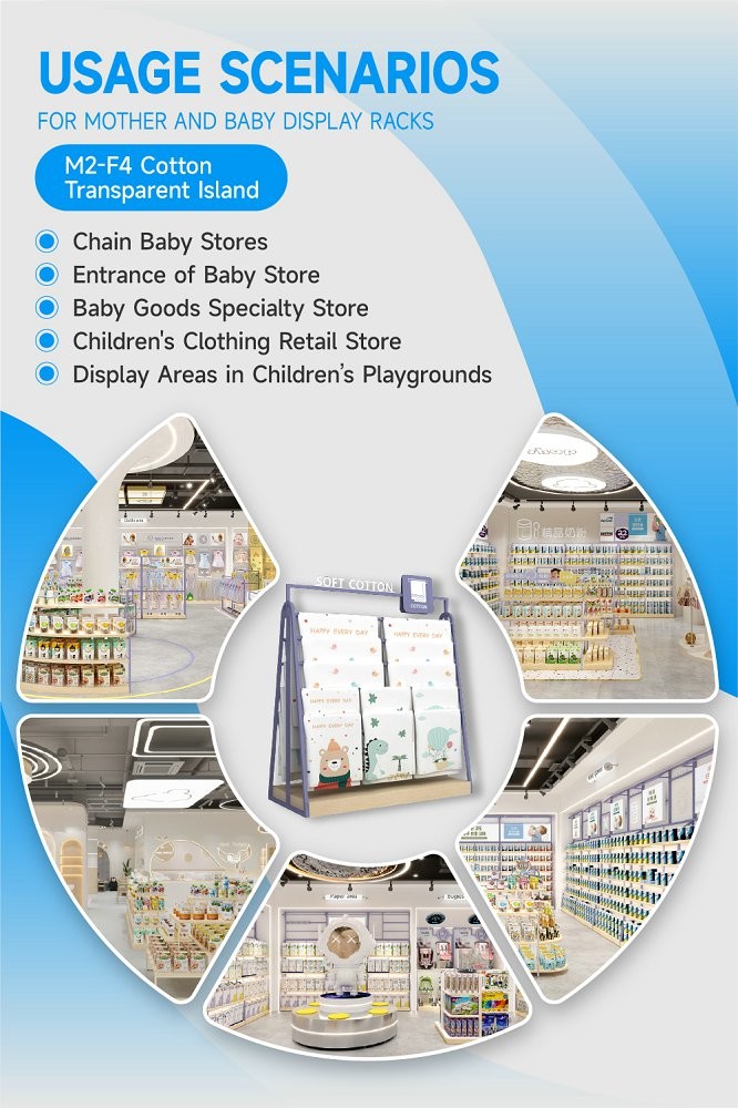 M2-F4 Maternity And Baby Store Transparent Island with Magnetic Signage and Porcelain White Acrylic Letters