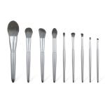 Vegan Makeup Brush 9PCS Silver Wooden Handle Face Makeup Brushes