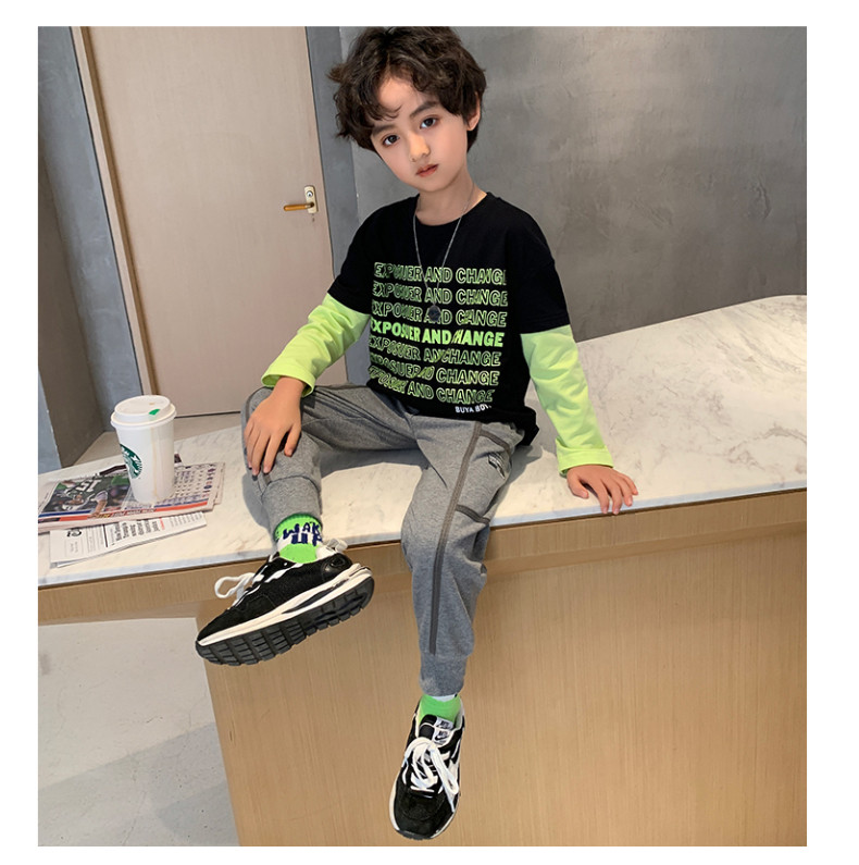 Children's suit Multicolor spring and autumn children's printed two-piece set for boys, suitable for children aged 4-16