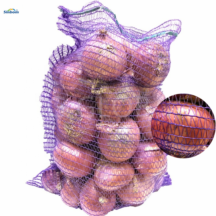 Recycle HDPE Drawstring Raschel Mesh Net Bag for Vegetables Fruits ISO9001 Accredited
