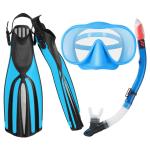 CE Certified Silicone Long Blade Snorkel Mask Set Fins Adjustable Strap
