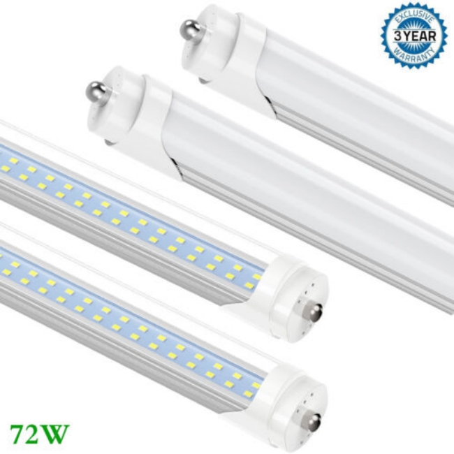 8Ft Single Pin Fa8 LED Tube Light Bulbs,D Shape 72W 10000Lm 6000K